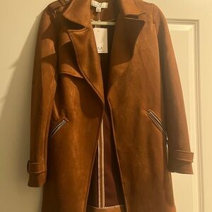 Magaschoni Rich Tan Suede Trench Coat - Women’s XS